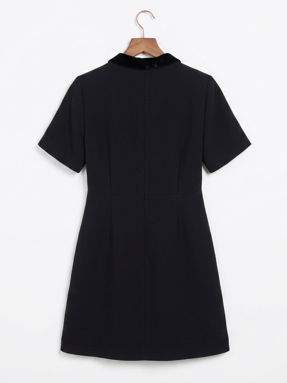 Sandro Paris Black Velvet Collar Button-Front Tuxedo Mini Dress - Picture 2 of 8